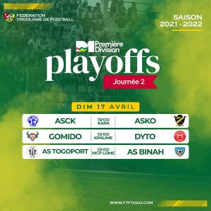 Play-offs D1 Togo / 2ème journée : calendrier